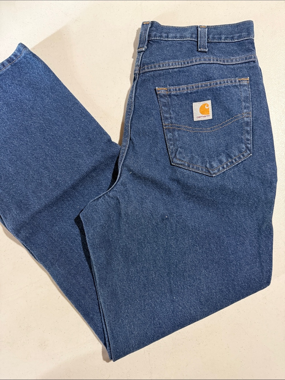 Carhartt Menβs Dark Blue Relaxed Straight-Leg Jeans 381-83 32x30
